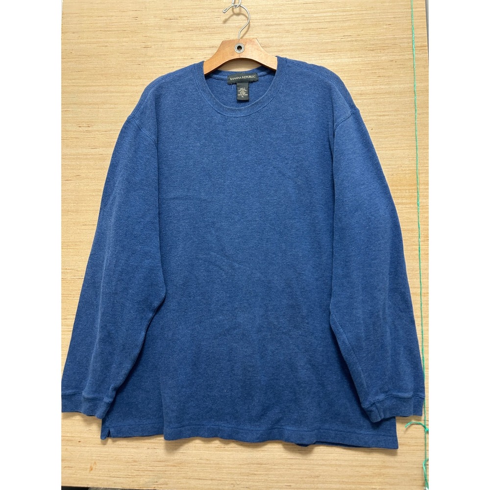 Banana Republic Mens Blue 100% Cotton Long Sleeve Crew Neck Sweater XL